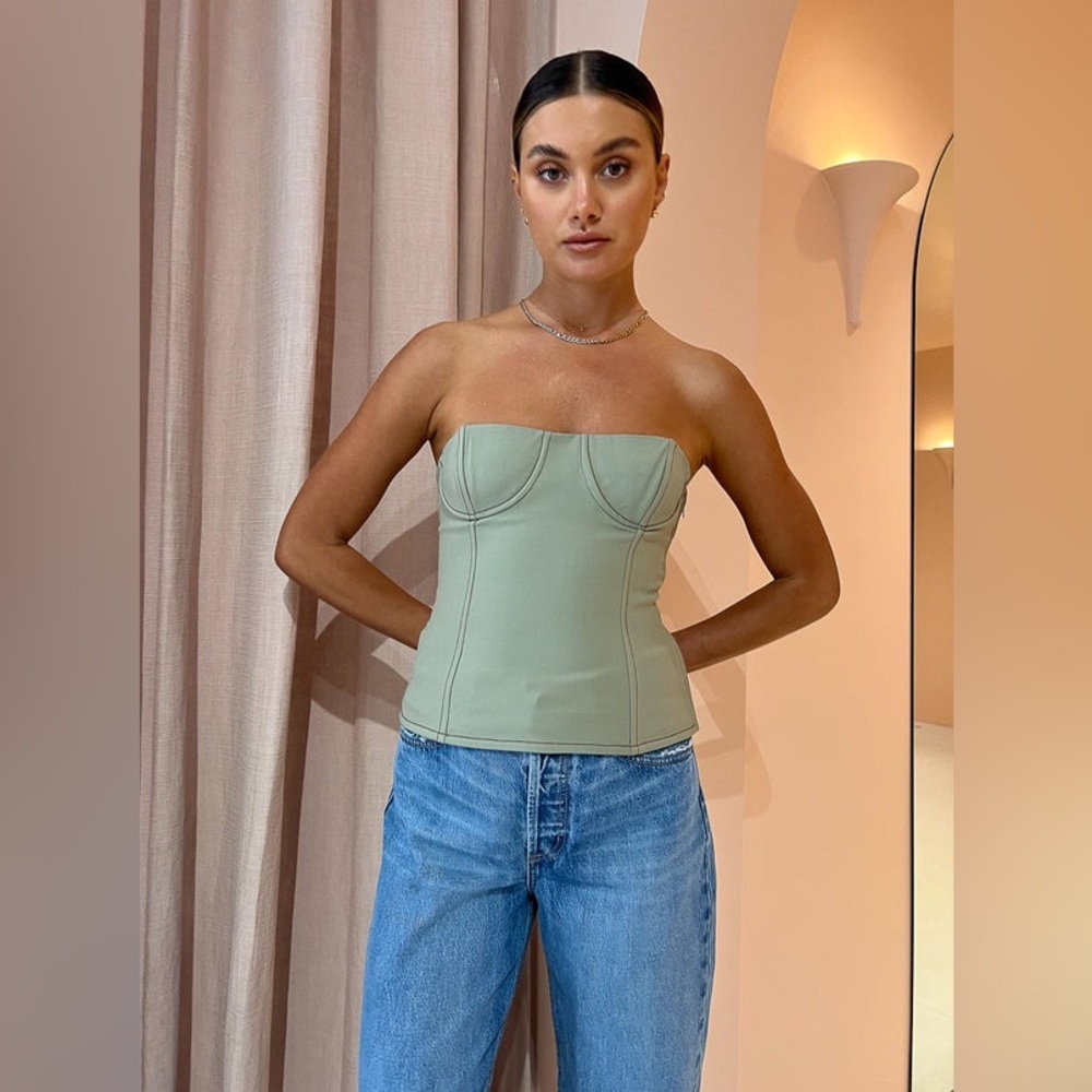 SIR. Adrien bandeau top / bodice in Sage. Size 0. Matches Pants